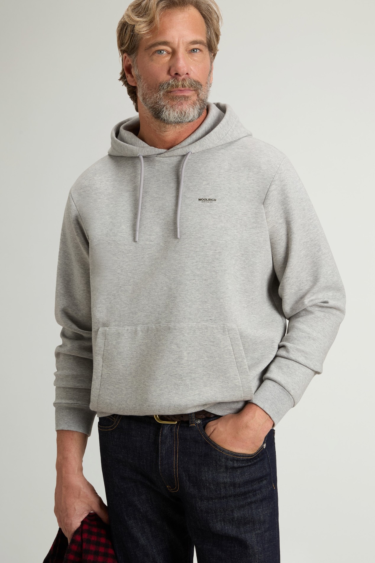 Hooded Sweatshirt in Cotton-Blend Interlock Gray photo 4 | Woolrich