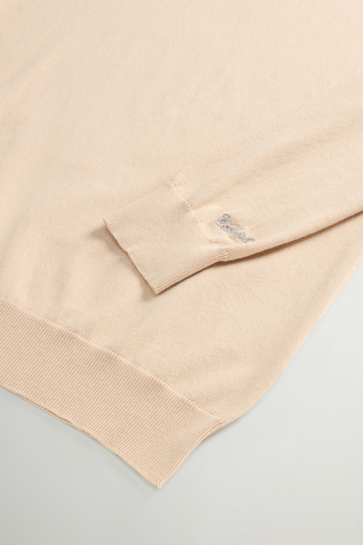 Crewneck Sweater in Pure Cotton with Embroidered Logo Beige photo 7 | Woolrich
