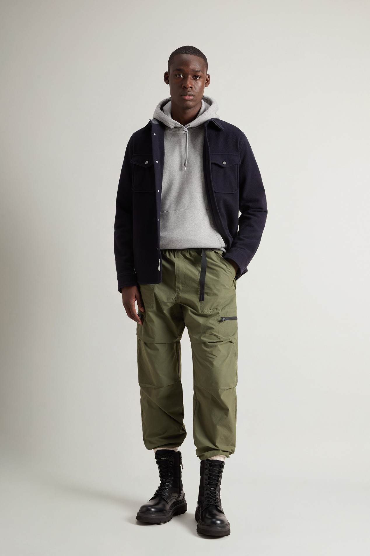 Hoodie in Cotton Fleece with Embroidered Logo Gray photo 2 | Woolrich