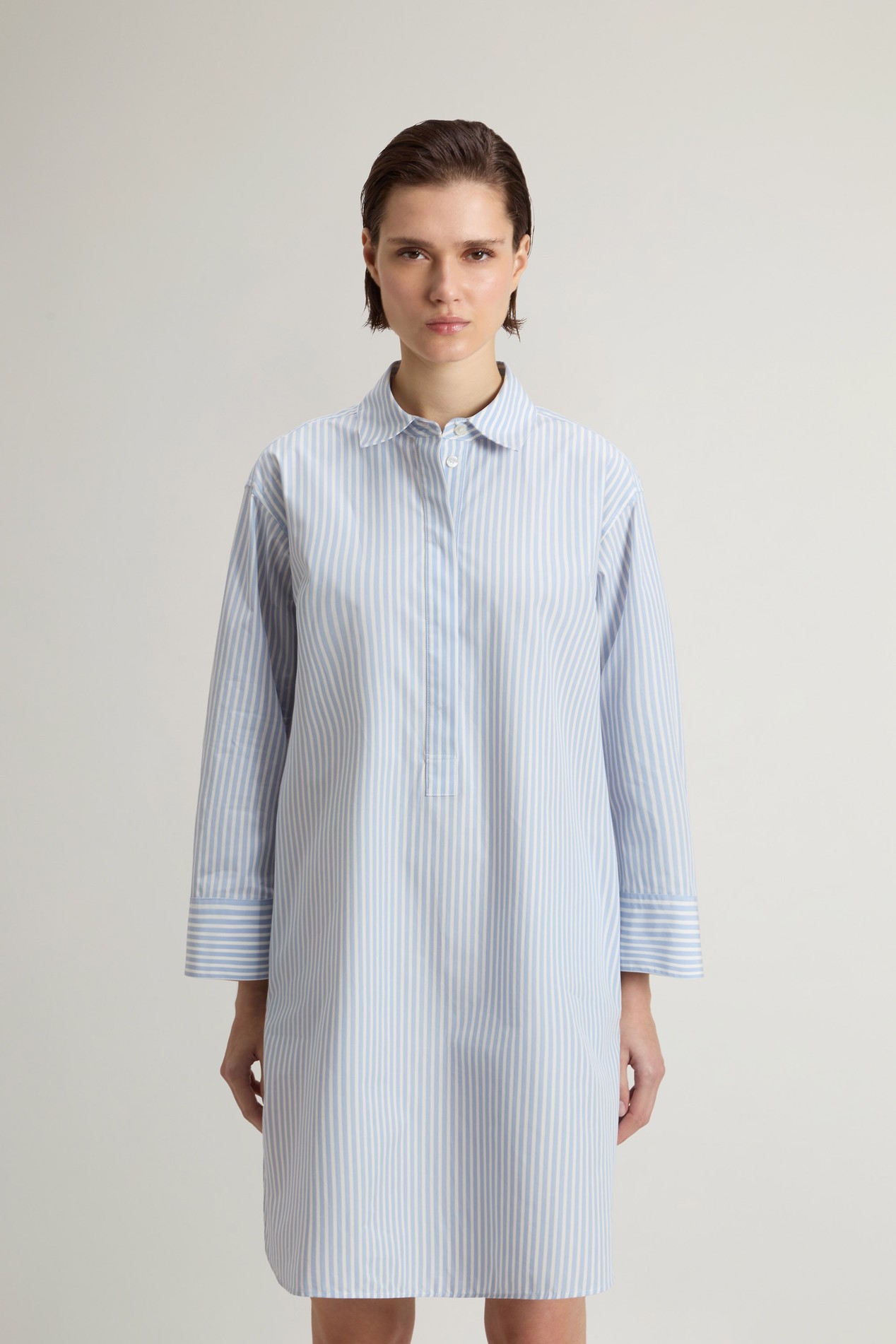 STRIPED POPLIN SERAFINO DRESS Blue photo 1 | Woolrich