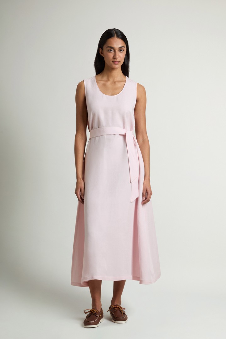 Sleeveless Dress in Linen Blend with Belt Pink photo 1 | Woolrich