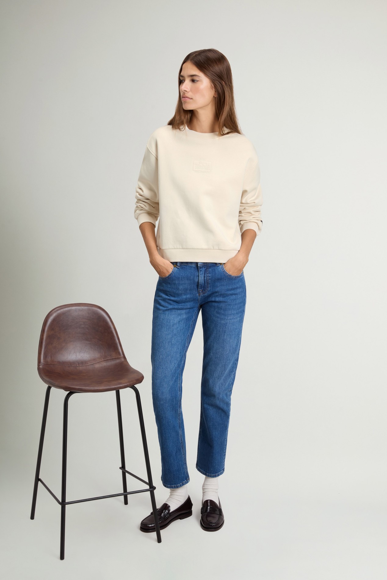 Crewneck Sweatshirt in Pure Cotton White photo 2 | Woolrich