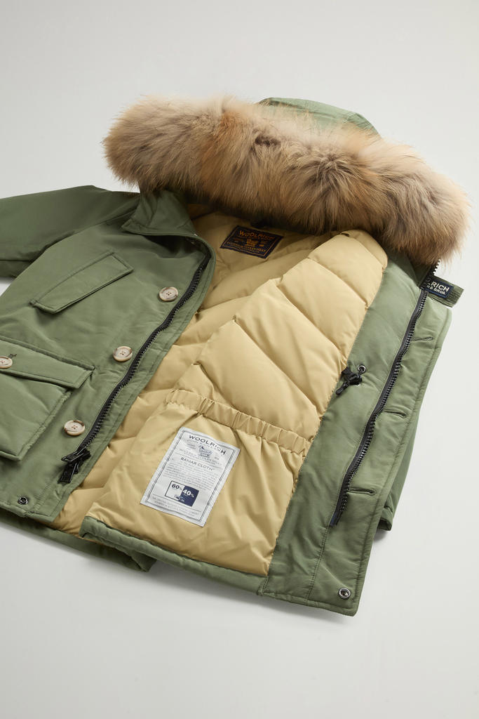 Boy's Arctic Parka in Ramar Cloth with Detachable Fur Green photo 5 | Woolrich