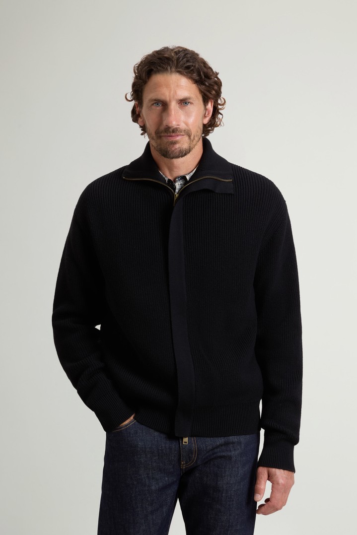 FINE MERINOS FULL-ZIP CARDIGAN GG13 Zwart photo 1 | Woolrich