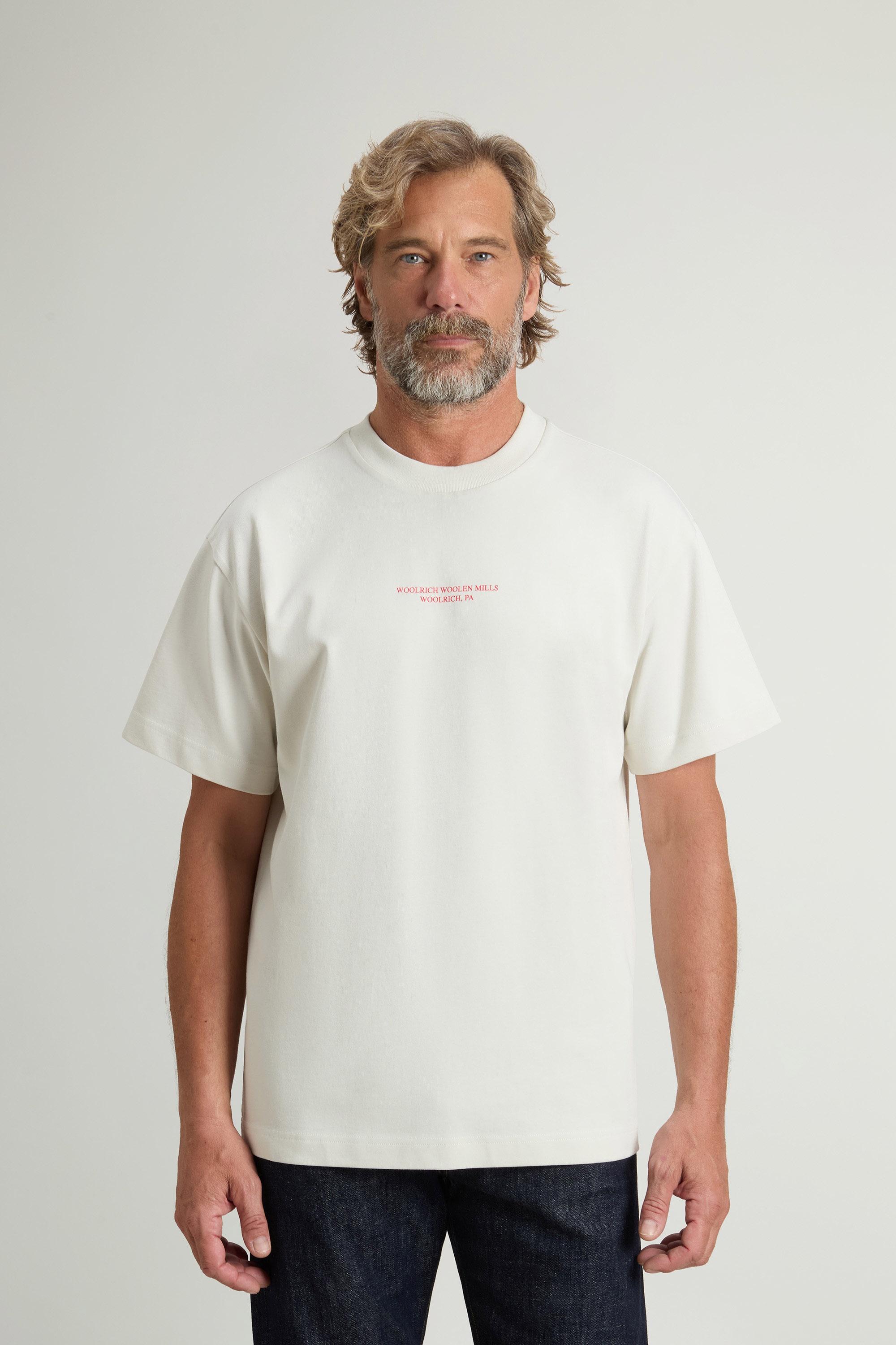 Crewneck T-Shirt in Pure Cotton with Print White photo 1 | Woolrich