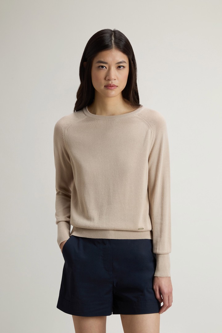 COTTON MODAL CREWNECK Beige photo 1 | Woolrich