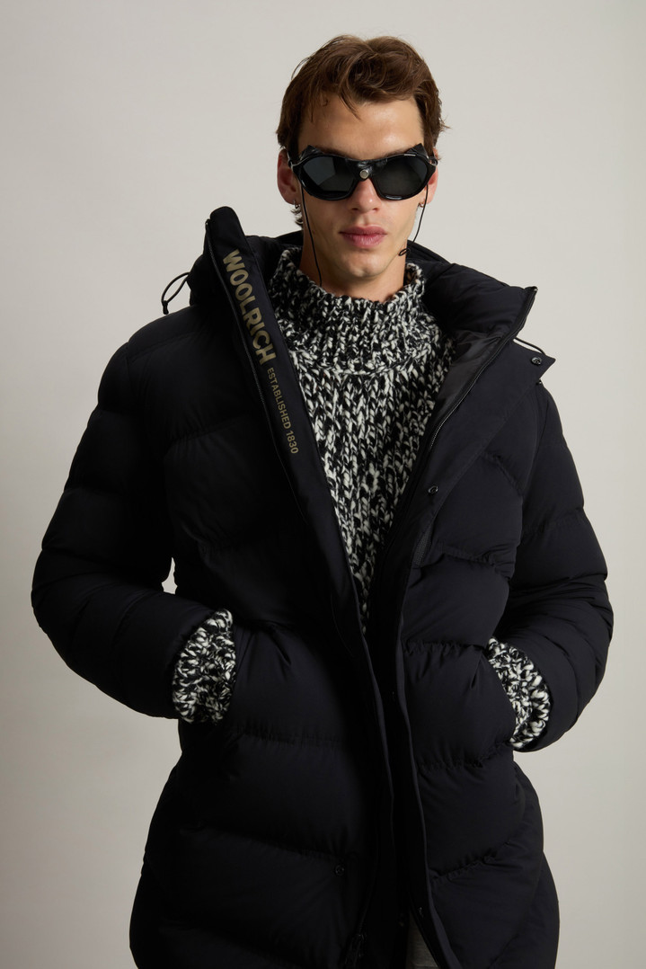 Long Down Jacket in Stretch Nylon with Matte Finish Black photo 10 | Woolrich
