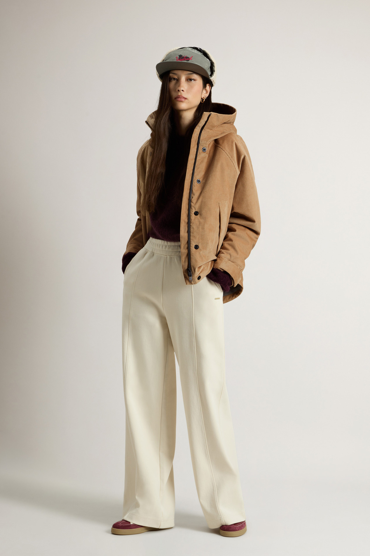 Three-Layered Corduroy Jacket with Hood Beige photo 2 | Woolrich