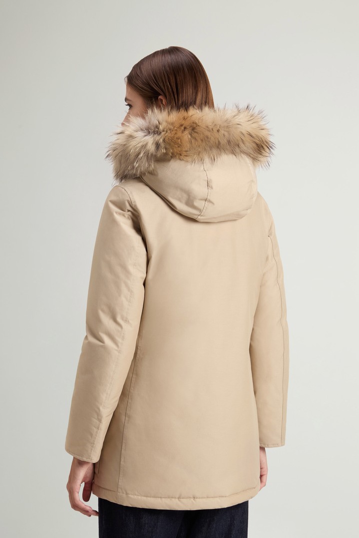 Arctic Parka in Ramar Cloth with Four Pockets and Detachable Fur Beige photo 3 | Woolrich