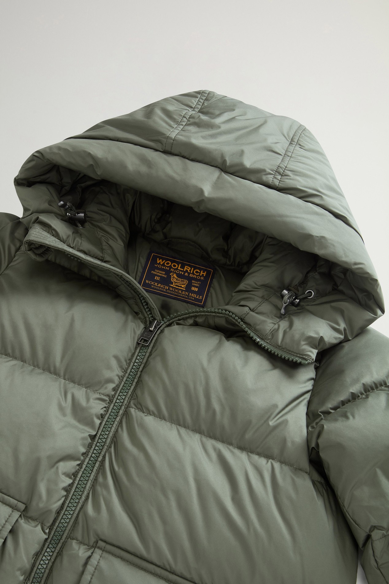 Boys' Sierra Jacket in Quilted Microfiber with Hood Green photo 3 | Woolrich