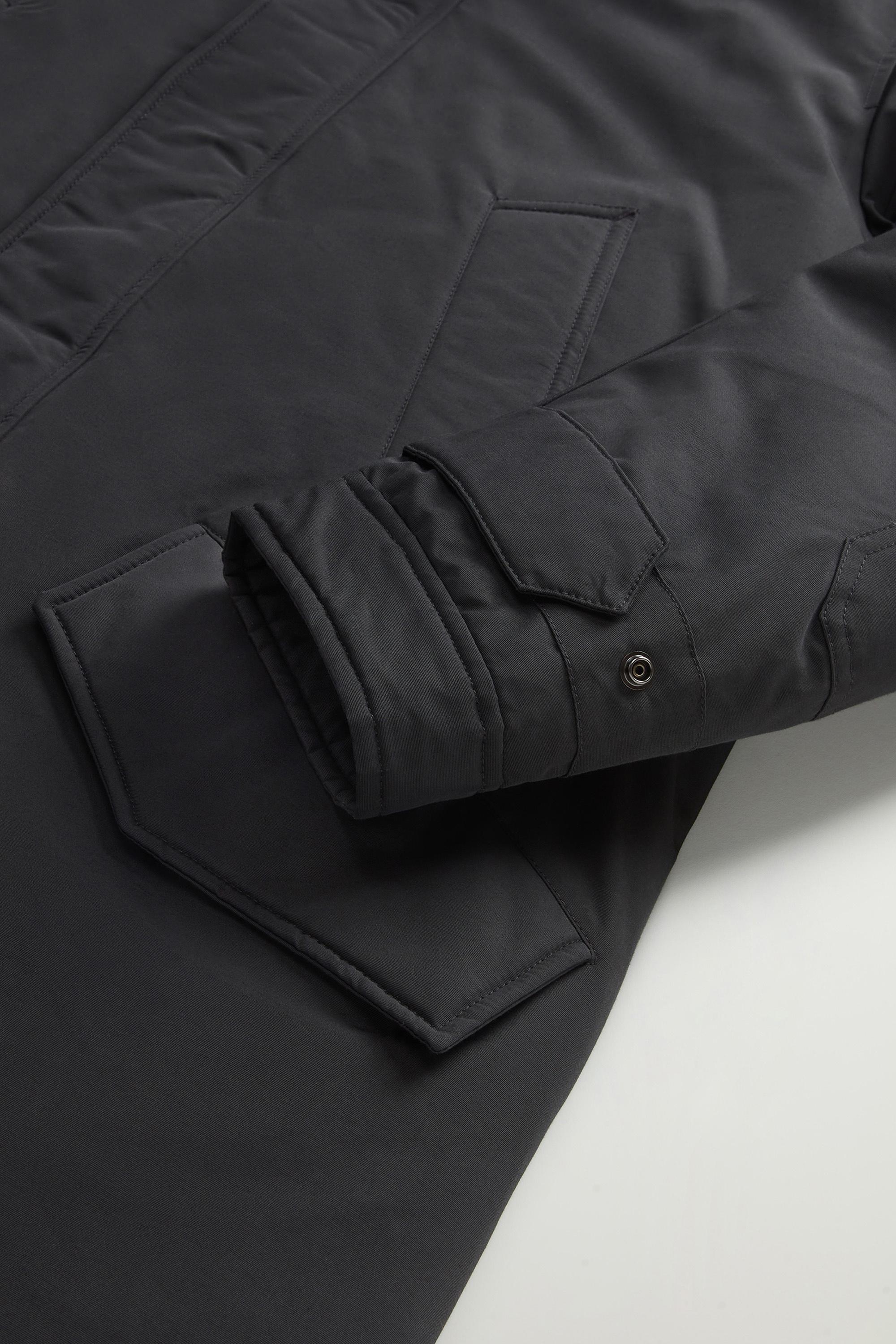 Polar Parka in Ramar Cloth with High Collar and Fur Trim Black photo 7 | Woolrich