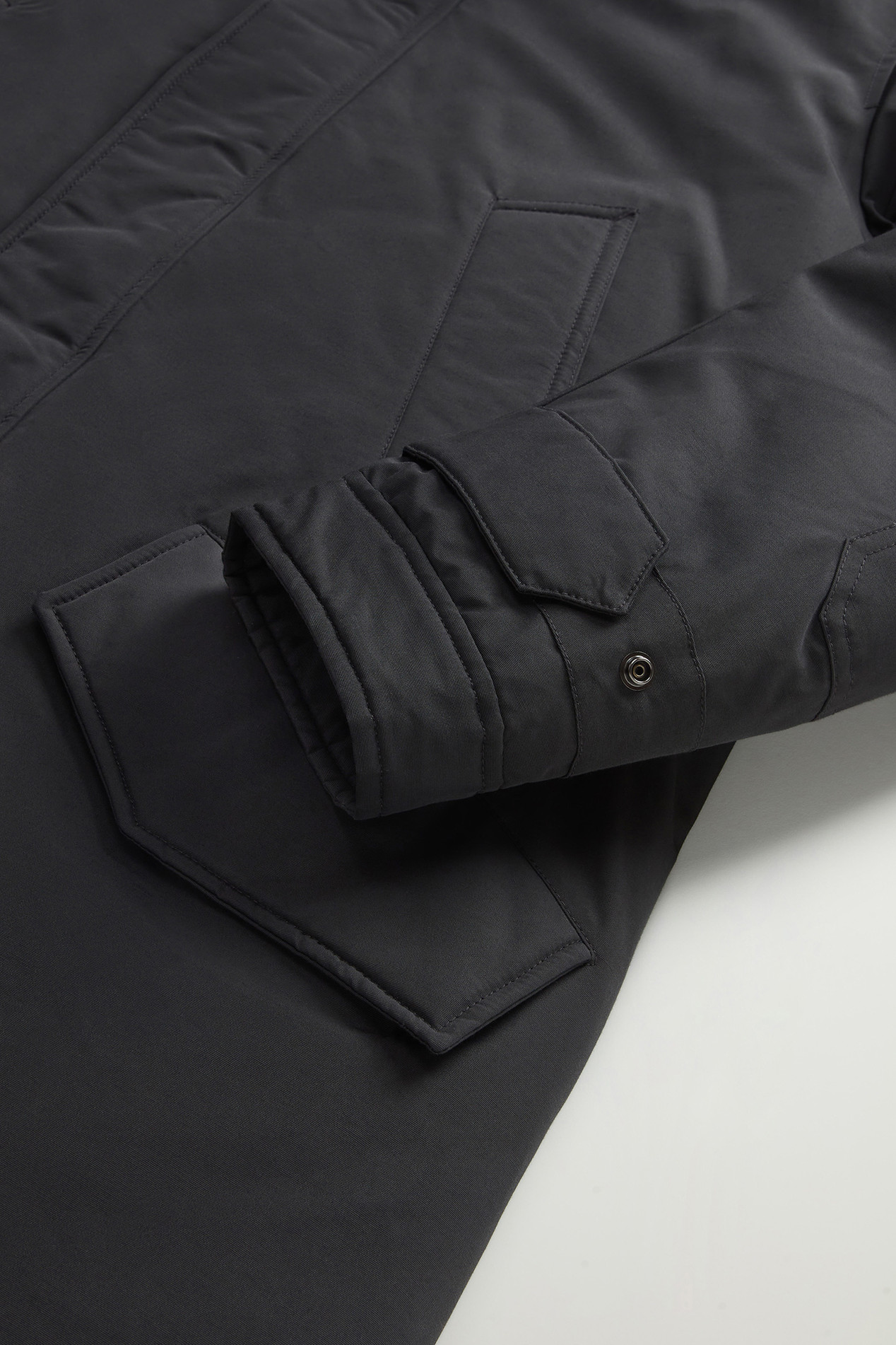 Polar Parka in Ramar Cloth with High Collar and Fur Trim Black photo 7 | Woolrich