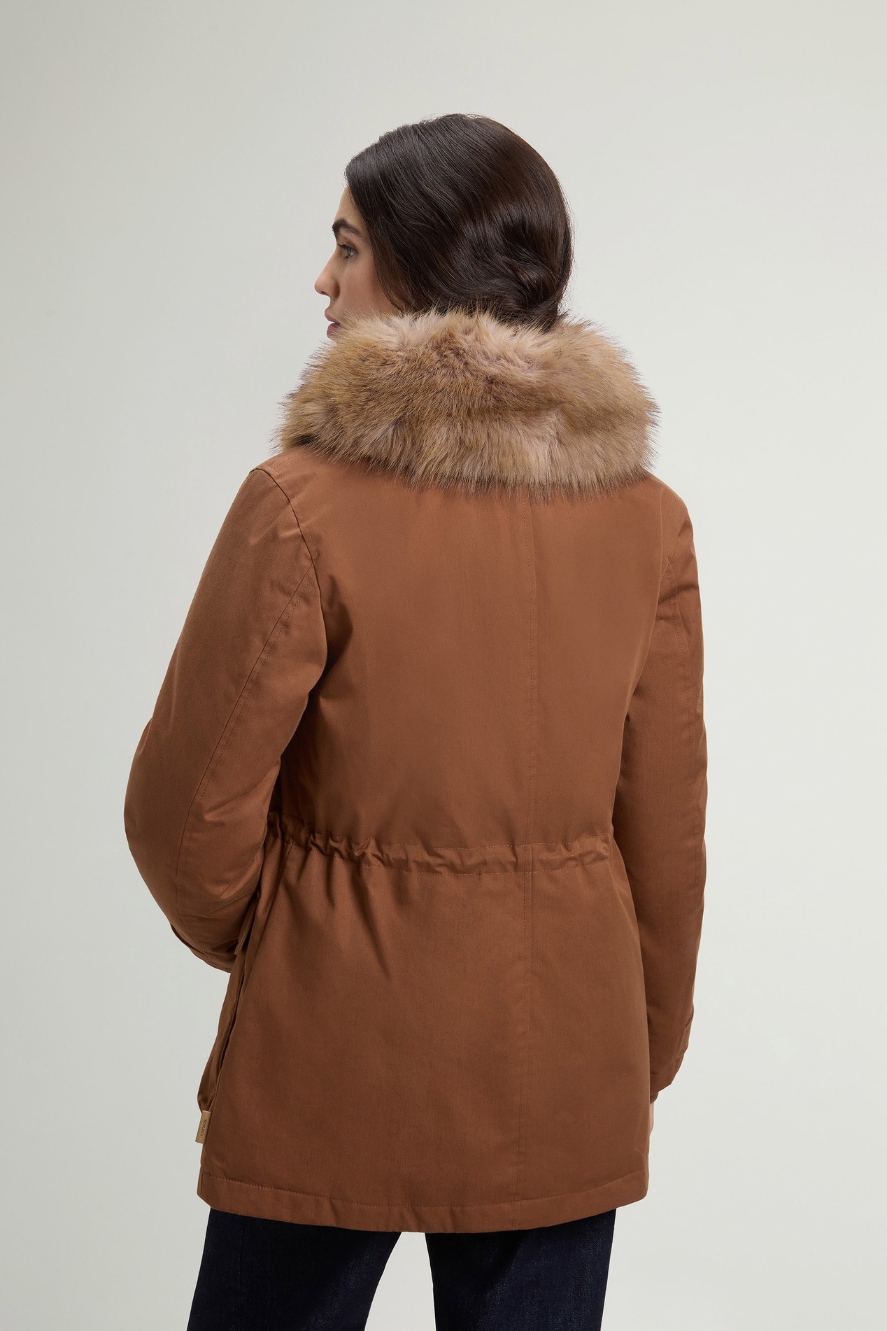 BEST COTTON FAUX FUR FIELD JACKET Brown photo 3 | Woolrich