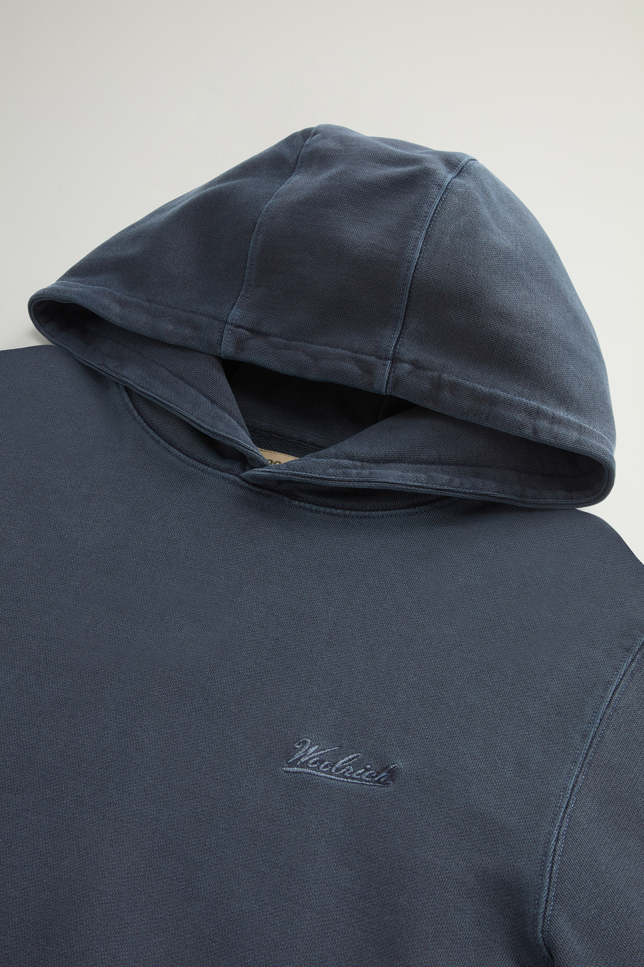 Garment-Dyed Hoodie in Pure Cotton with Embroidered Logo Blue photo 2 | Woolrich