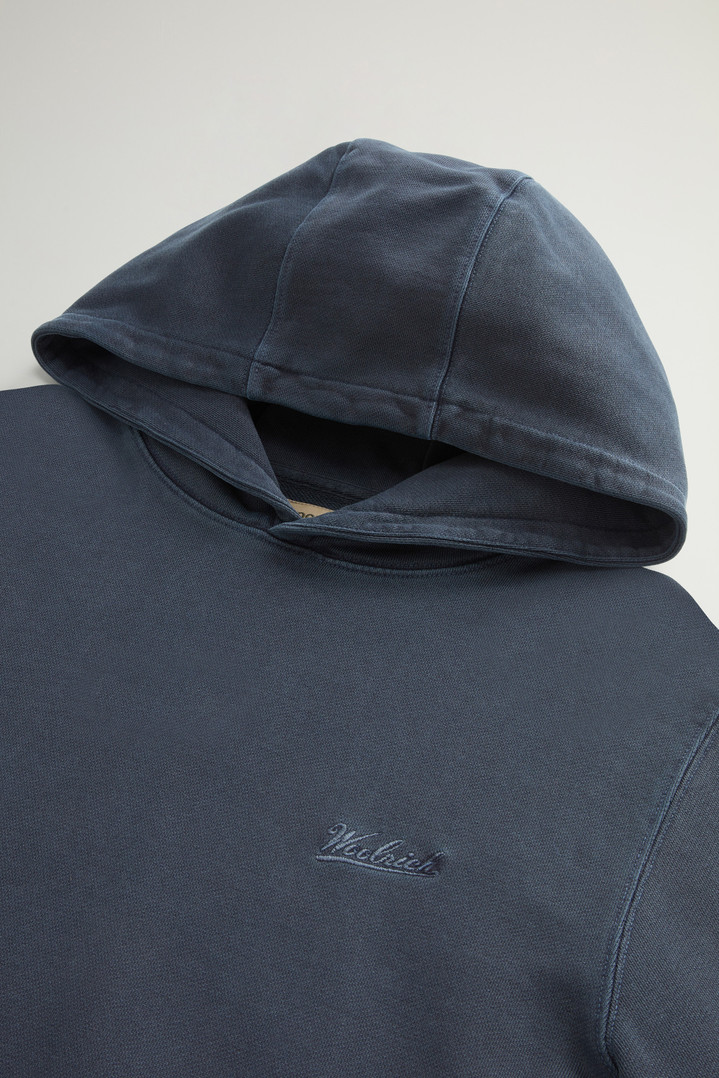 Garment-Dyed Hoodie in Pure Cotton with Embroidered Logo Blue photo 2 | Woolrich