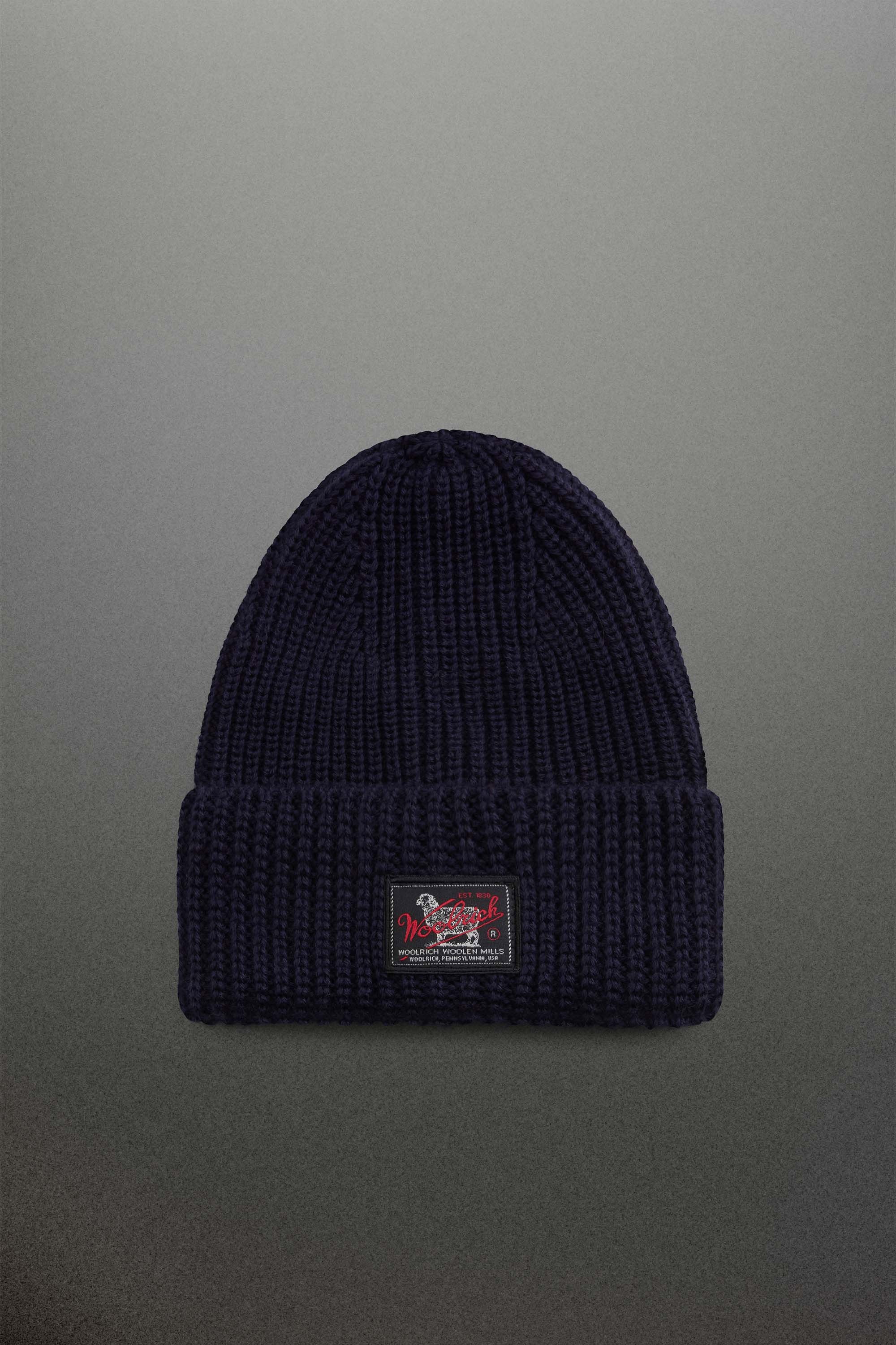Berretto in misto lana a coste con patch Blu photo 1 | Woolrich