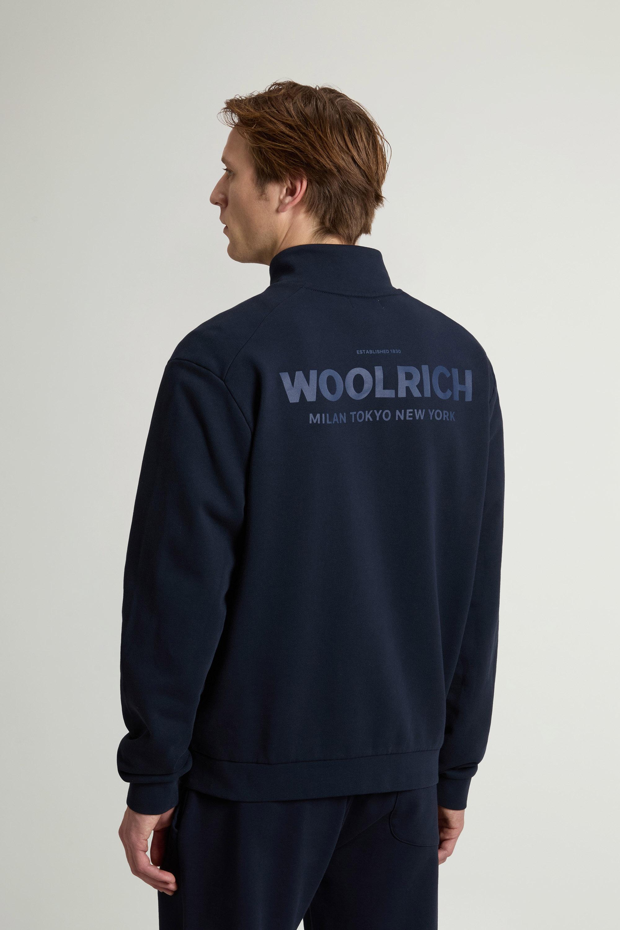 Full-Zipper Sweatshirt in Pure Cotton with Macro Logo on the Back Blue photo 1 | Woolrich