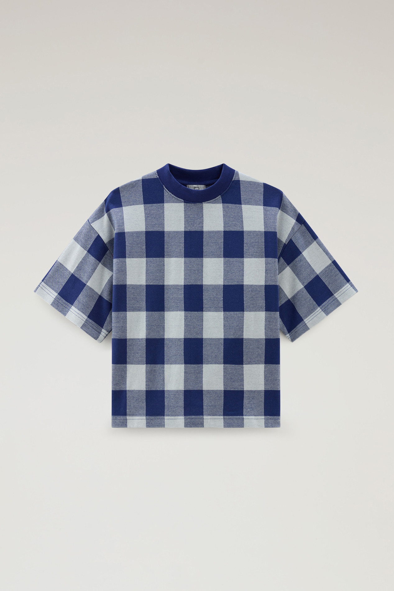 T-shirt with Jacquard Buffalo Check Pattern Blue photo 1 | Woolrich