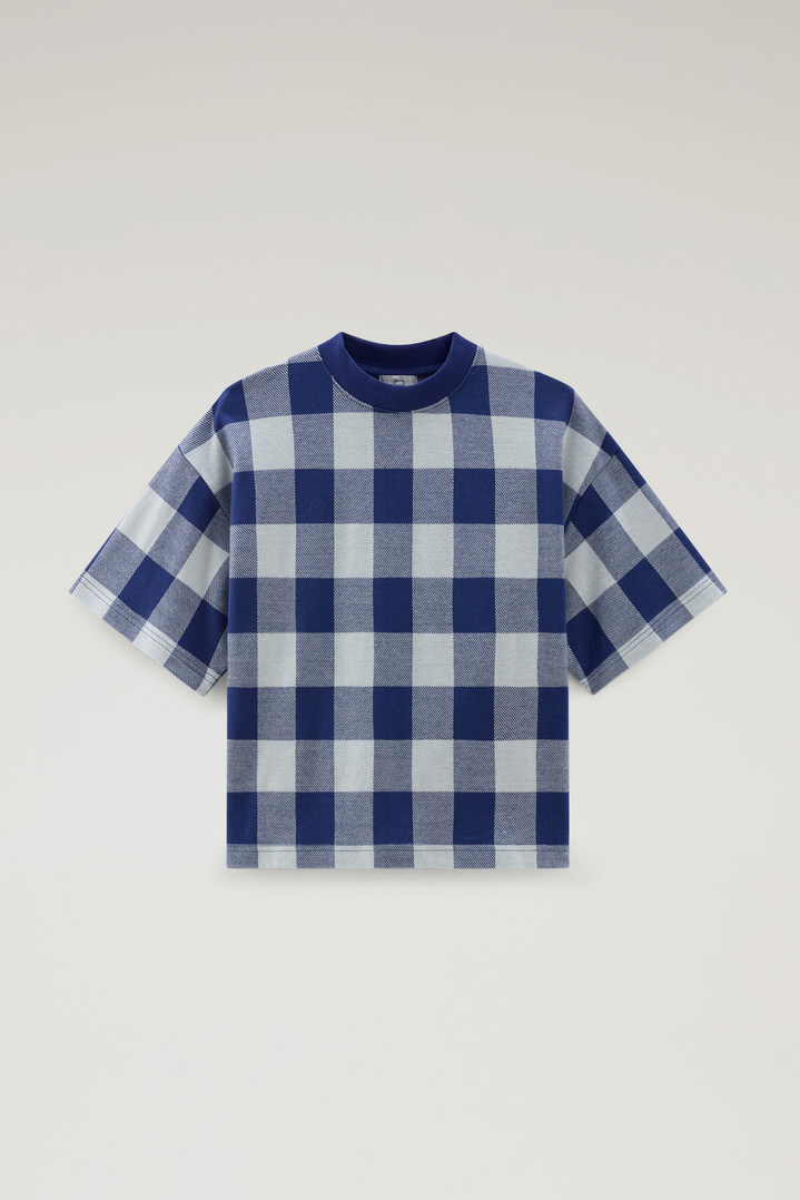 T-shirt with Jacquard Buffalo Check Pattern Blue photo 1 | Woolrich