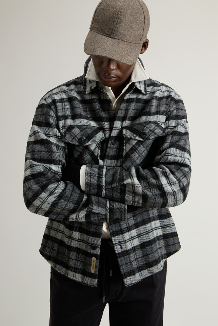 Wool-Blend Overshirt with Checked Pattern Gray photo 4 | Woolrich