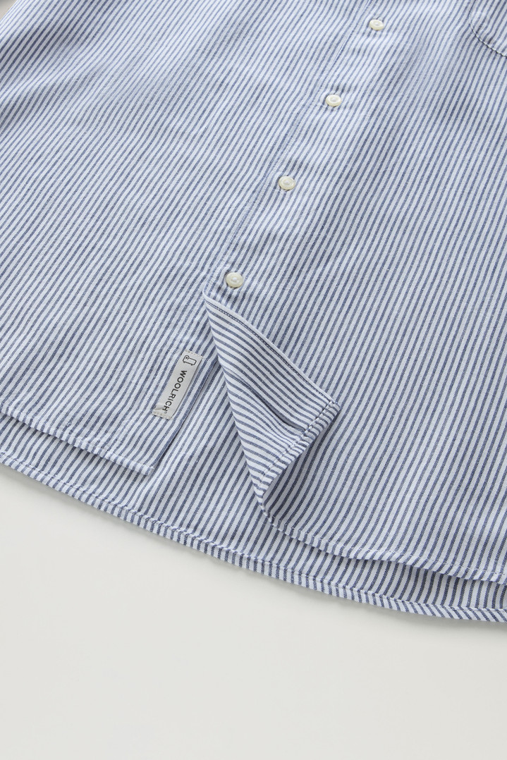 Striped Shirt in Cotton-Linen Blend Blue photo 4 | Woolrich