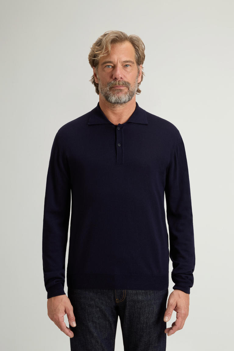 Strick-Poloshirt aus reiner Merino-Schurwolle Blau photo 1 | Woolrich