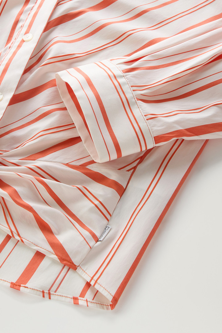 Striped Cotton Fleece Poplin Shirt White photo 3 | Woolrich
