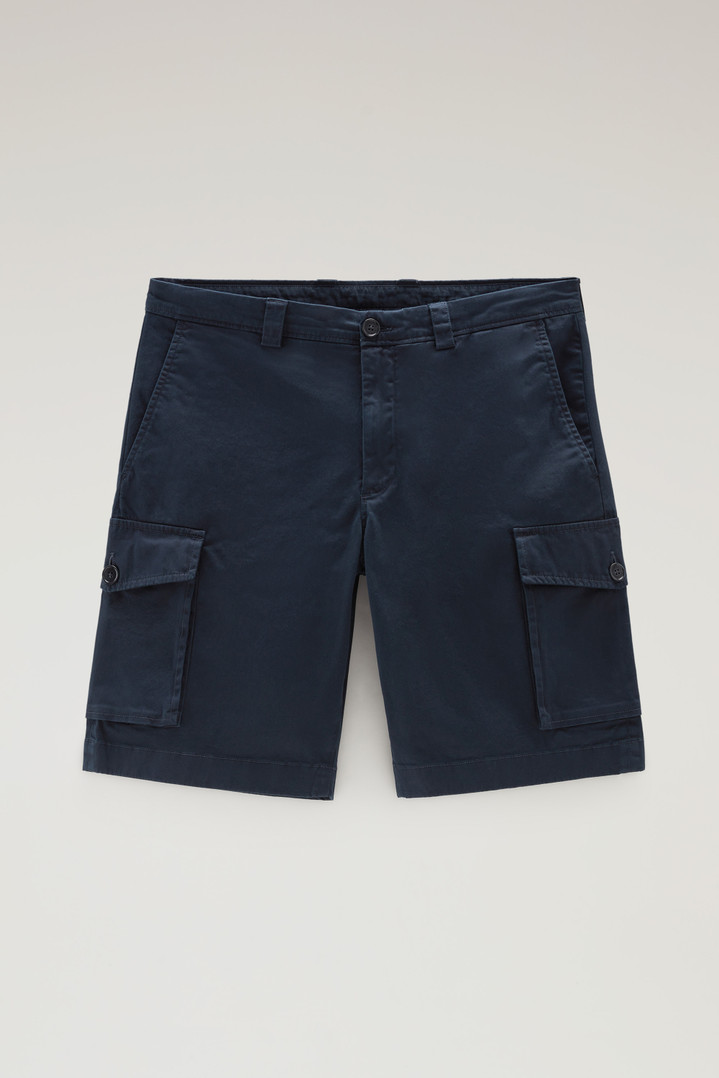 Garment-Dyed Cargo Shorts in Stretch Cotton Blue photo 1 | Woolrich