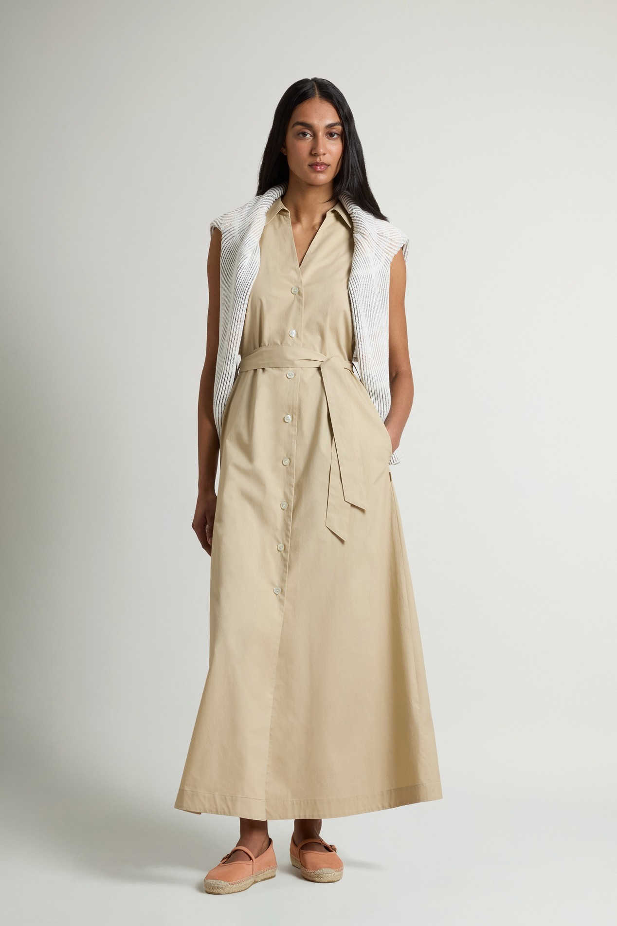 COTTON POPLIN SHIRT DRESS Beige photo 2 | Woolrich