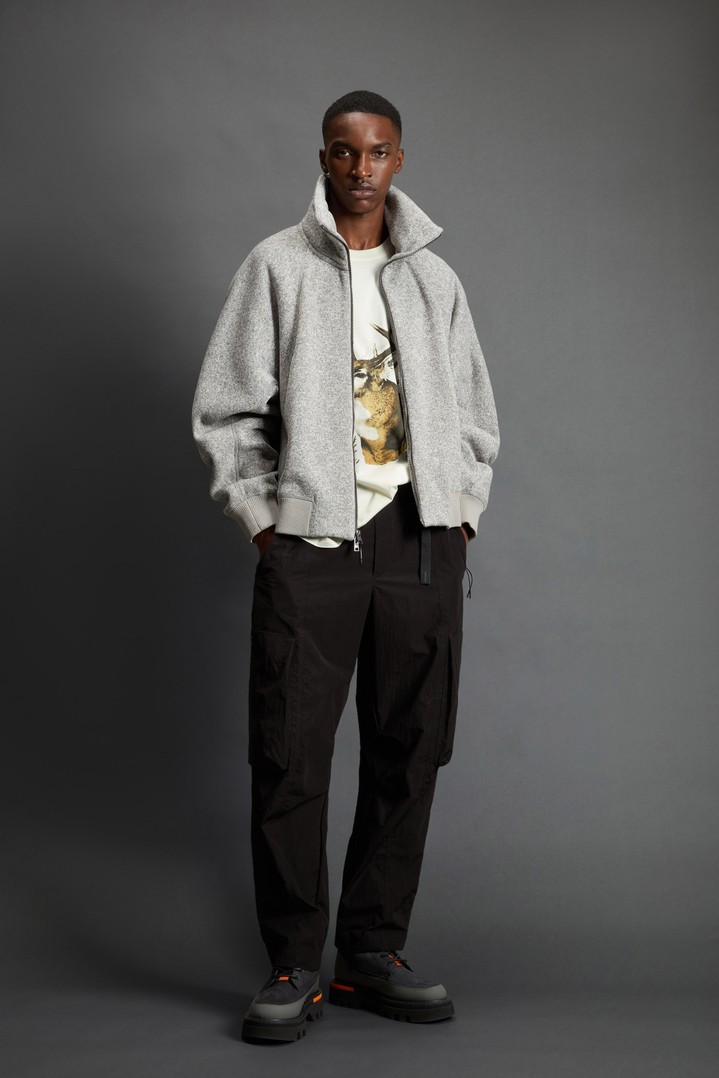Full-Zipper Sweatshirt with Stand-Up Collar in Recycled Sherpa by Todd Snyder Gray photo 2 | Woolrich