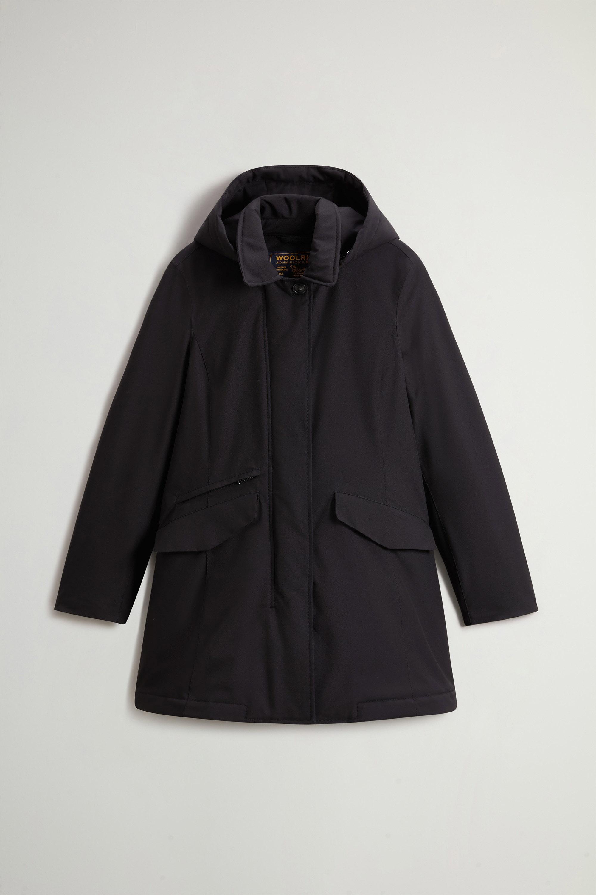 Coat in Light Stretch with Removable Hood Black photo 5 | Woolrich