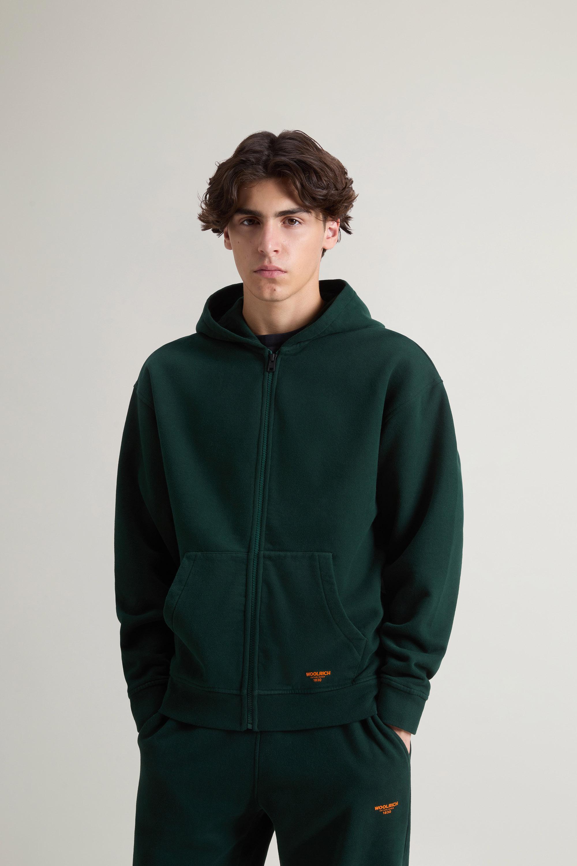 Teen Boys’ Hoodie in Brushed Pure Cotton Green photo 1 | Woolrich