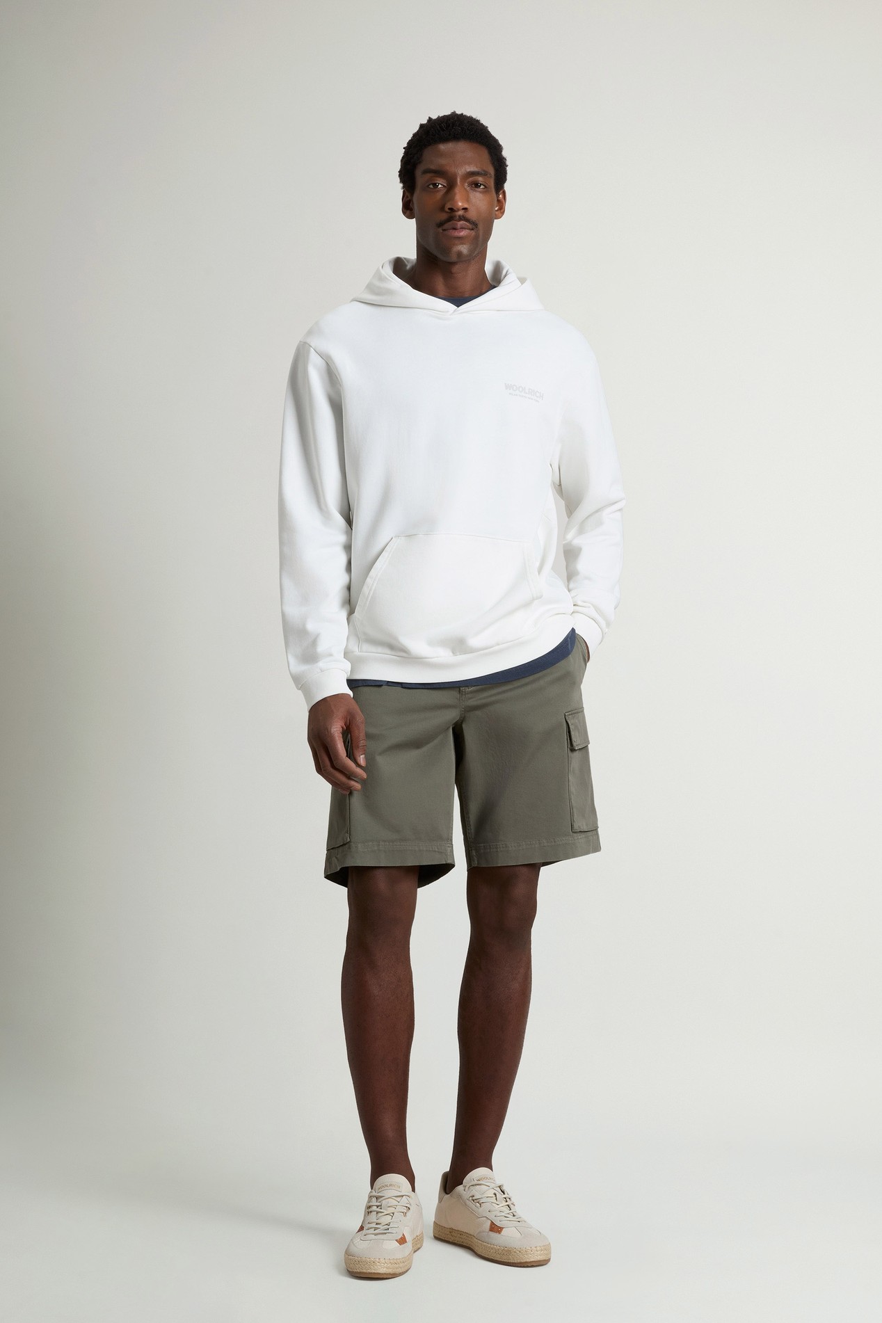Hoodie in Pure Cotton with Macro Logo on the Back White photo 2 | Woolrich