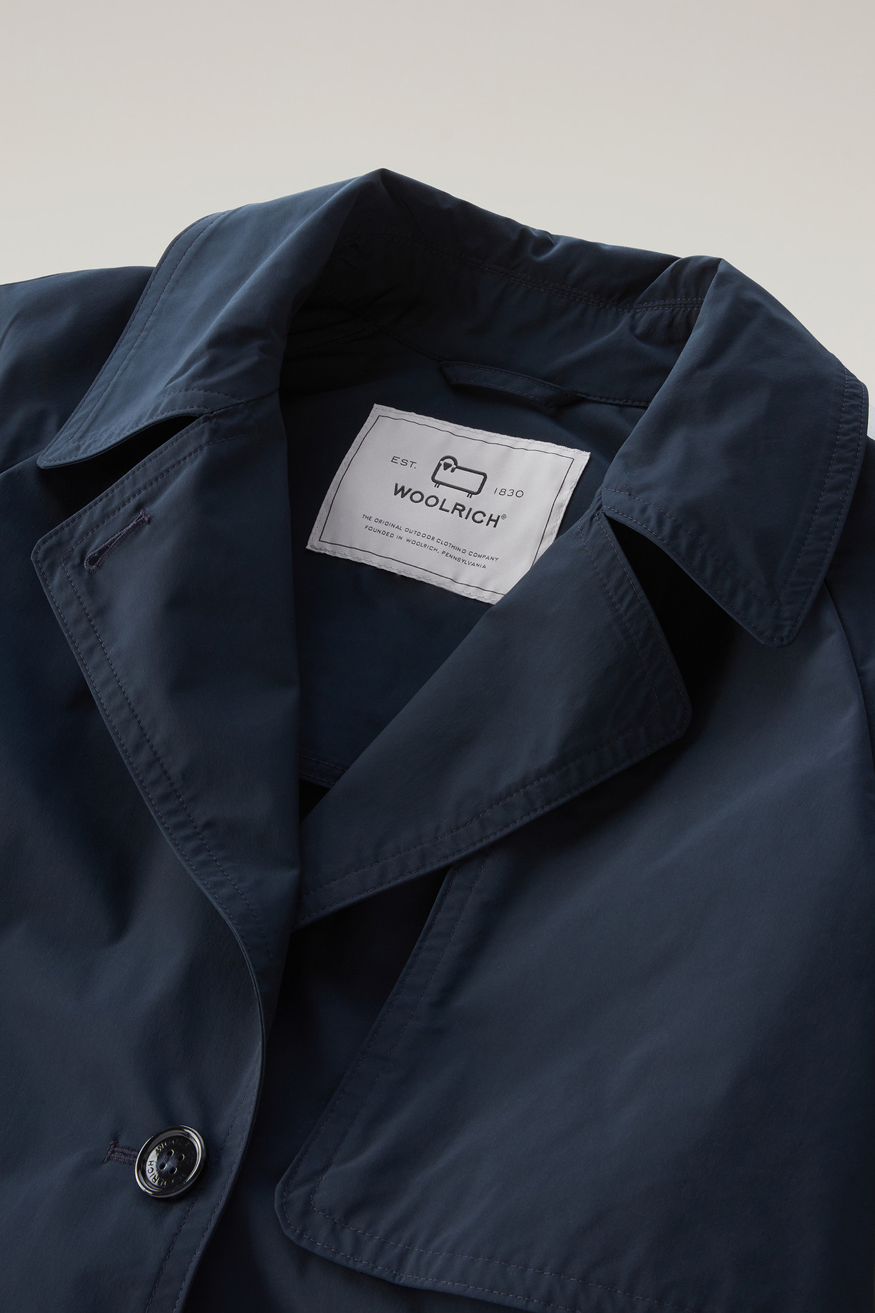 Trench Coat in Urban Touch Fabric with Belted Waist Blue photo 2 | Woolrich