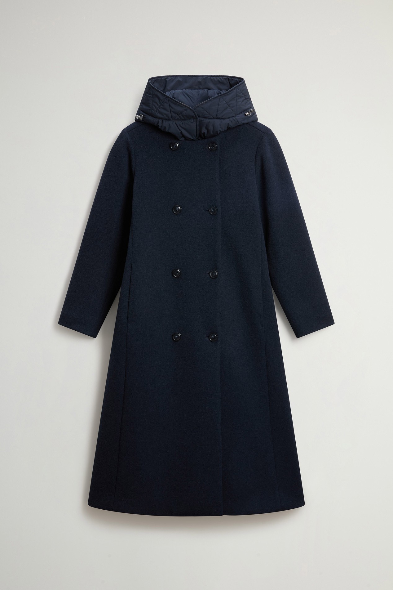 Double-Breasted Coat in Melton Wool Blend Blue photo 5 | Woolrich