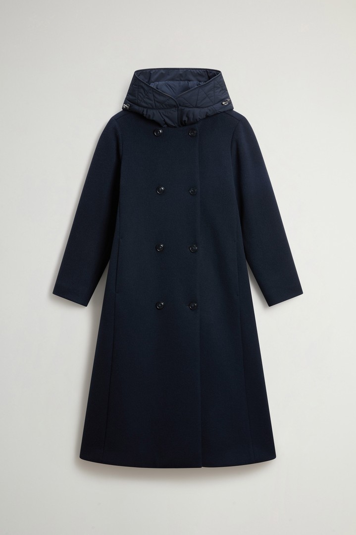 Double-Breasted Coat in Melton Wool Blend Blue photo 5 | Woolrich