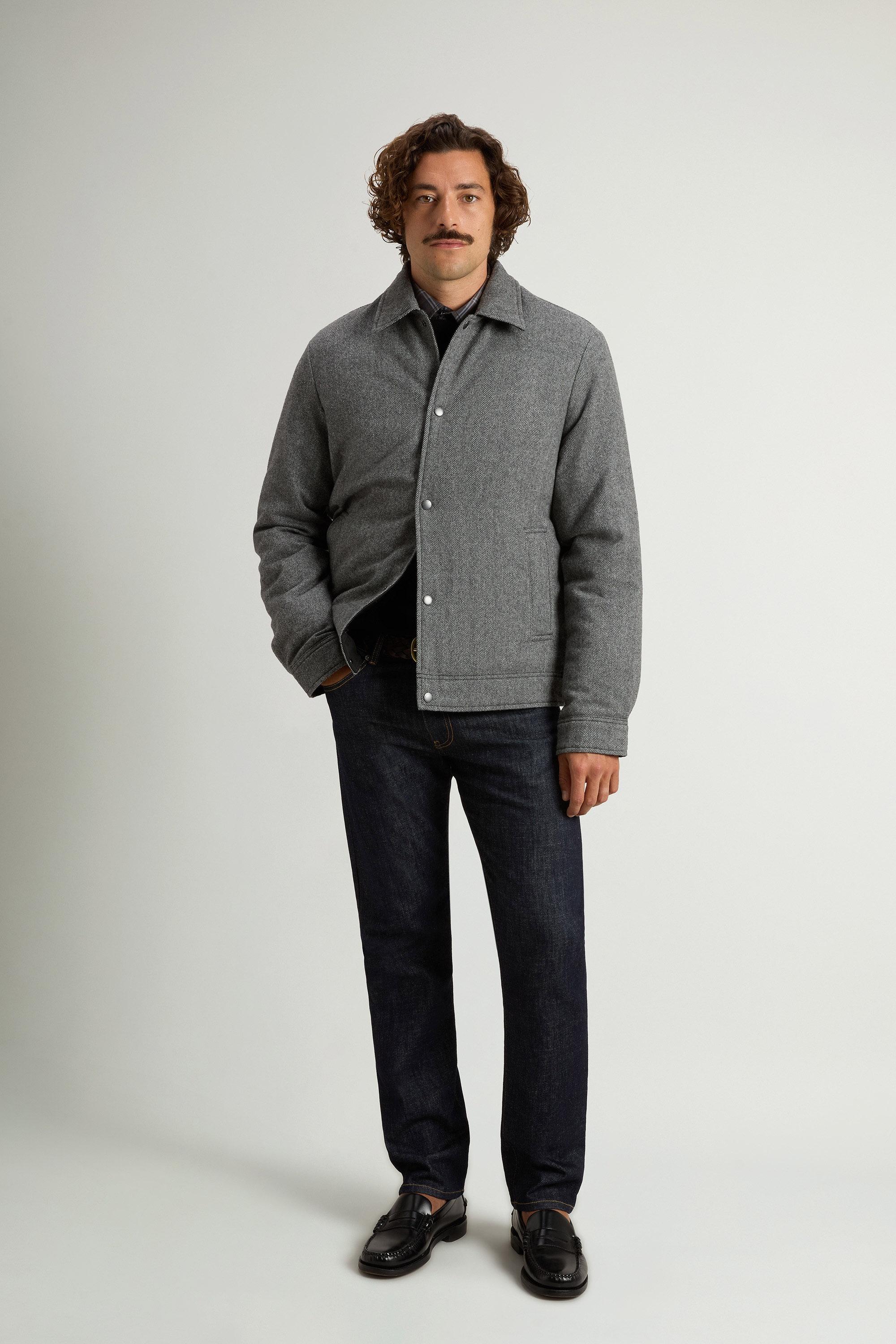 Checked Padded Overshirt in Recycled Italian Wool Blend Gray photo 1 | Woolrich