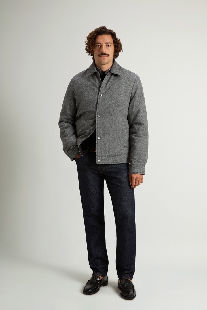 Checked Padded Overshirt in Recycled Italian Wool Blend Gray photo 2 | Woolrich