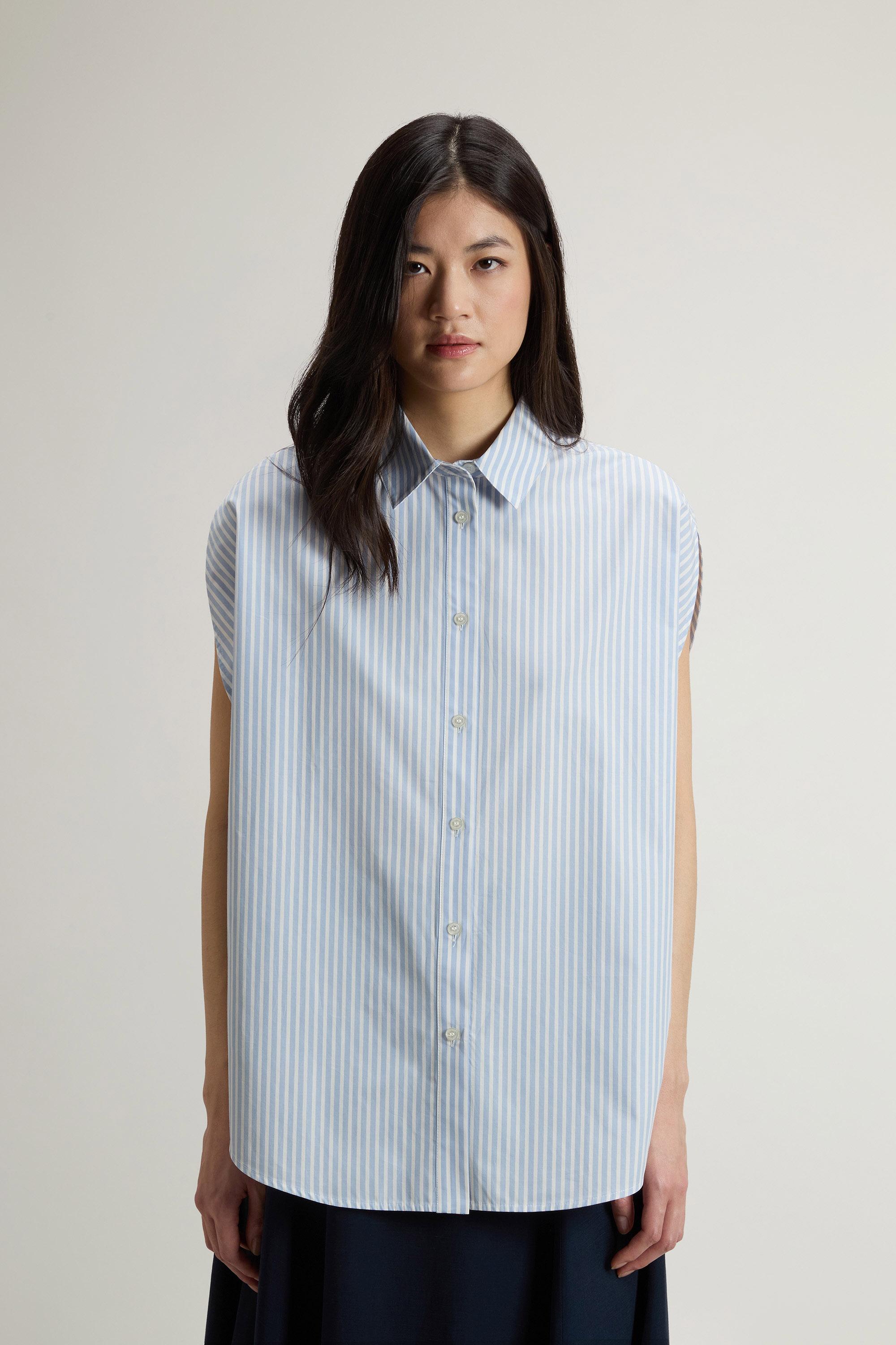Blouse in Striped Pure Cotton Poplin Blue photo 1 | Woolrich