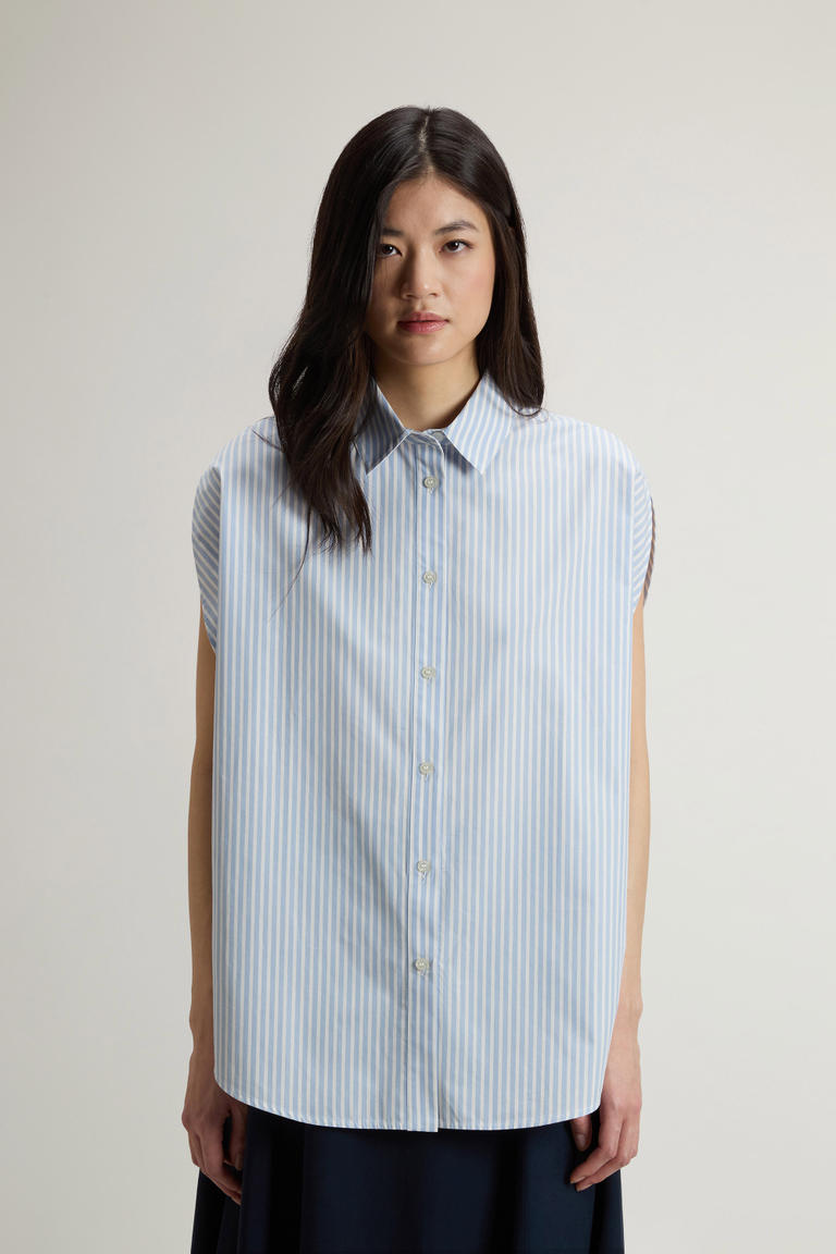 Bluse aus Popeline aus reiner Baumwolle mit Streifenmuster Blau photo 1 | Woolrich