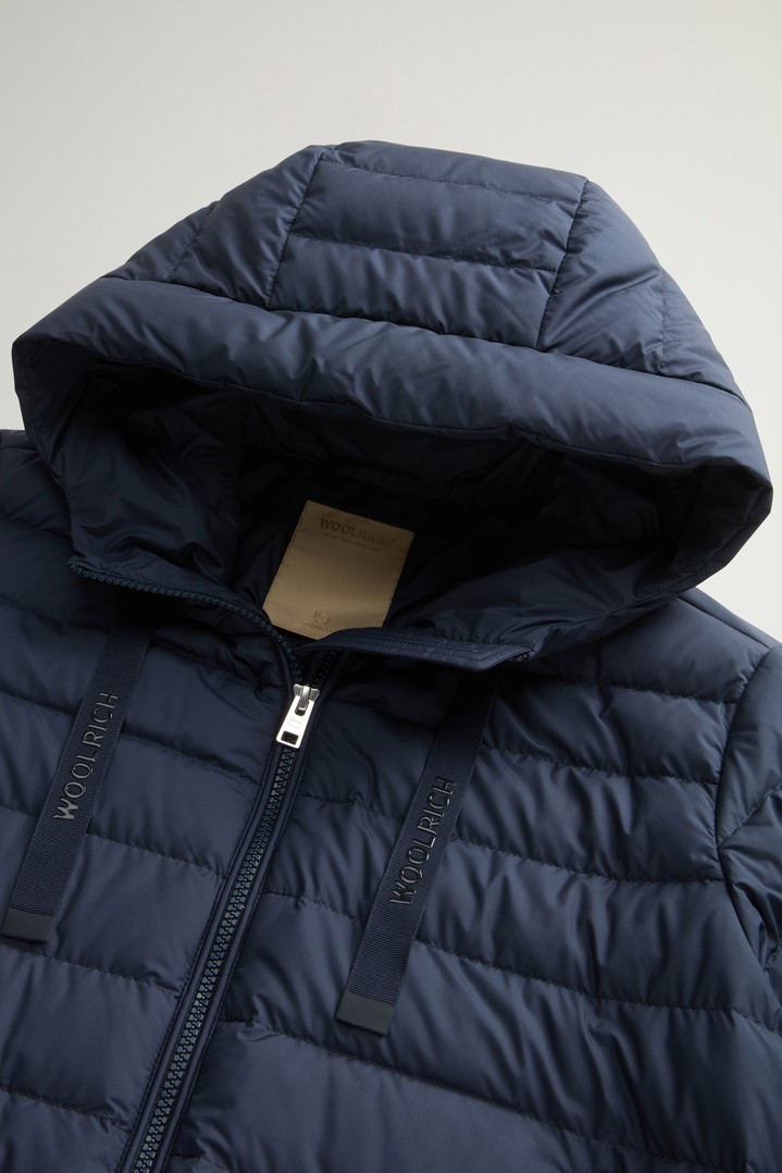Lightweight Hooded Down Jacket in Microfiber Blue photo 10 | Woolrich