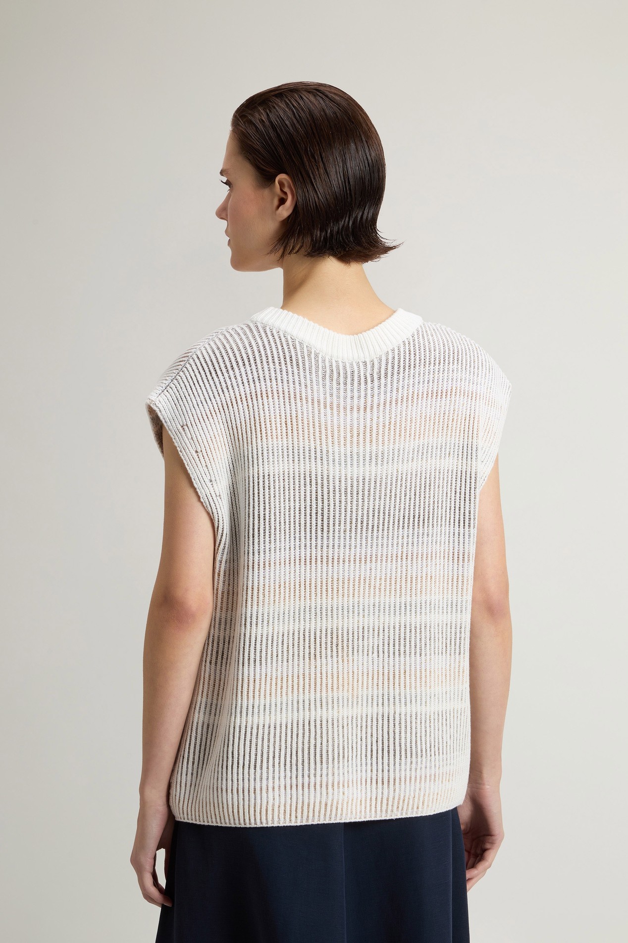 COTTON VISCOSE SLEEVELESS SWEATER White photo 3 | Woolrich