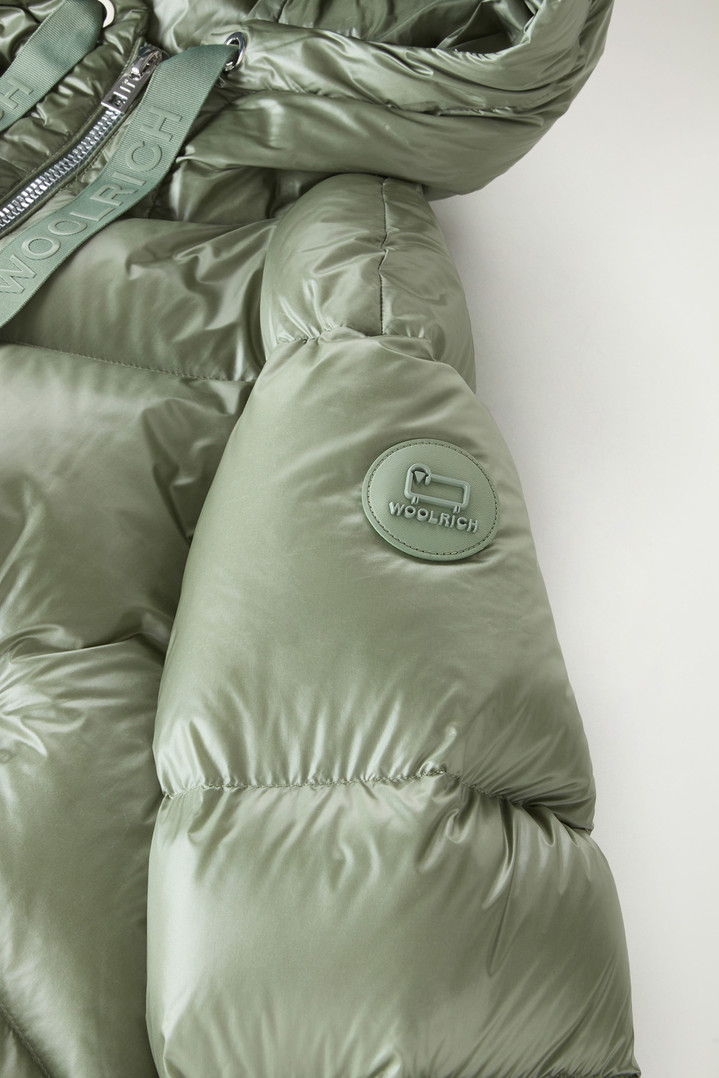 Aliquippa Short Down Jacket in Glossy Nylon Green photo 3 | Woolrich
