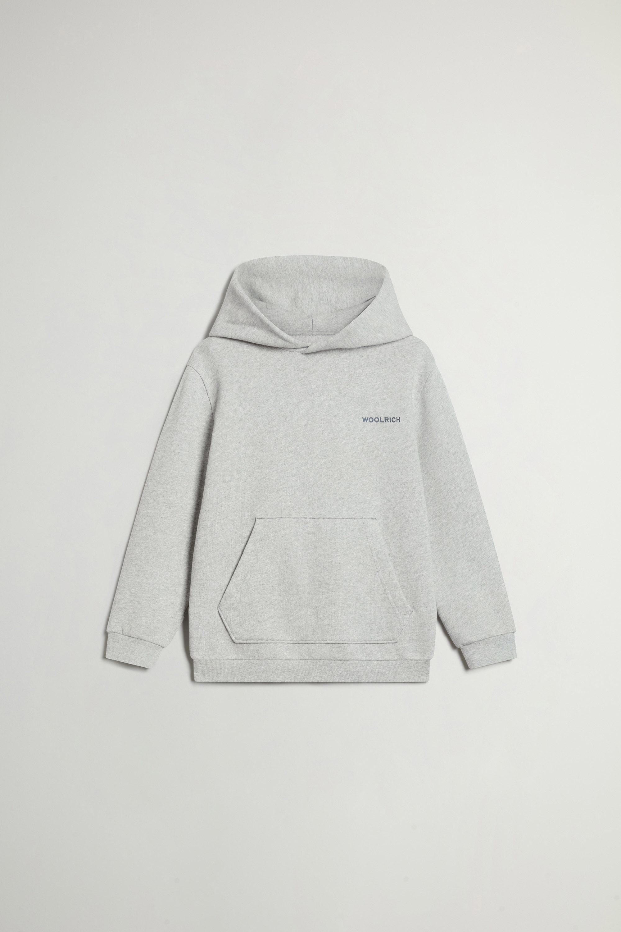 Boys' Pure Cotton Hoodie with Logo Gray photo 1 | Woolrich