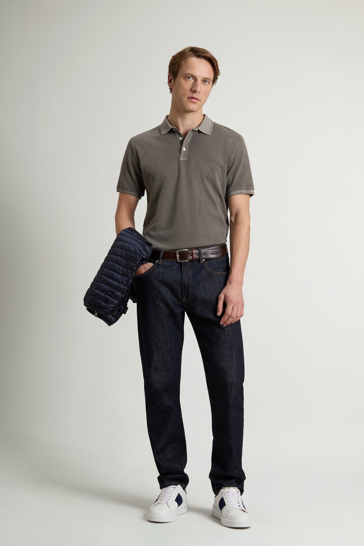 Garment-Dyed Mackinack Polo in Stretch Cotton Piquet Green photo 2 | Woolrich