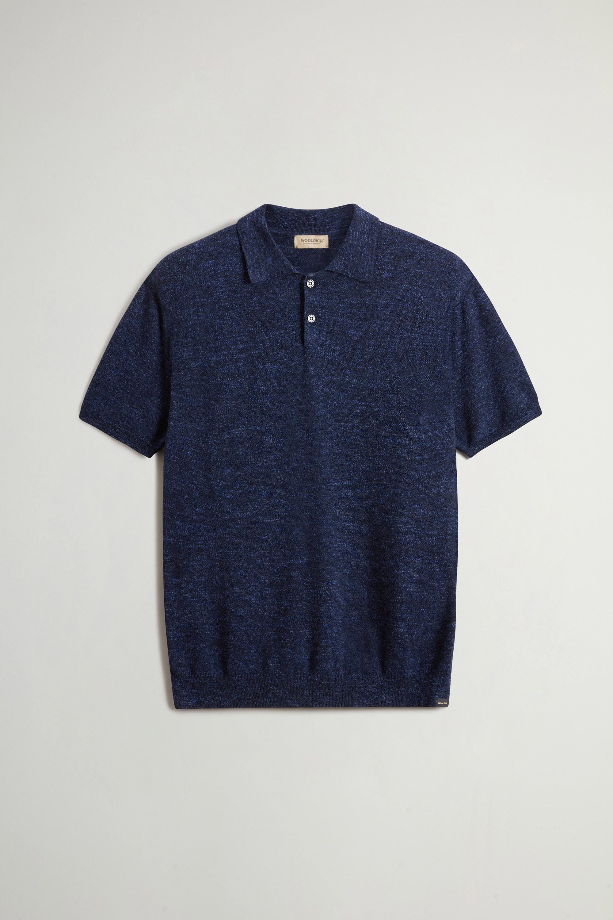 COTTON LINEN POLO Blue photo 5 | Woolrich