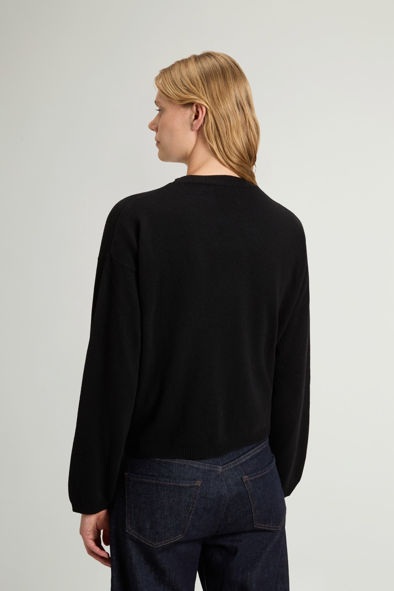 Crewneck Sweater in Wool and Cashmere Blend Black photo 3 | Woolrich