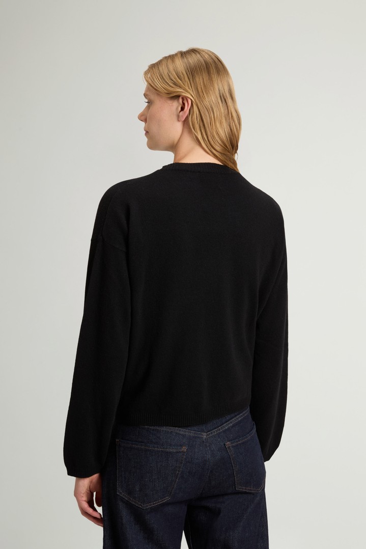 Crewneck Sweater in Wool and Cashmere Blend Black photo 3 | Woolrich