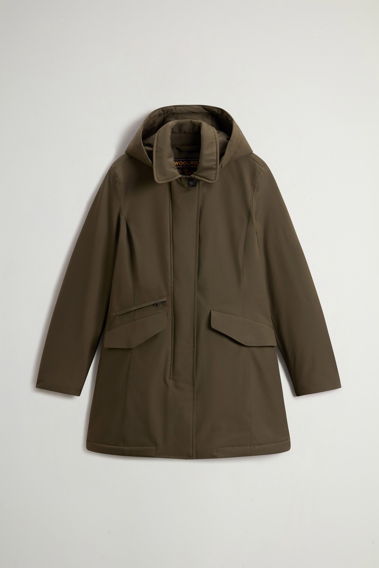 Coat in Light Stretch with Removable Hood Green photo 5 | Woolrich