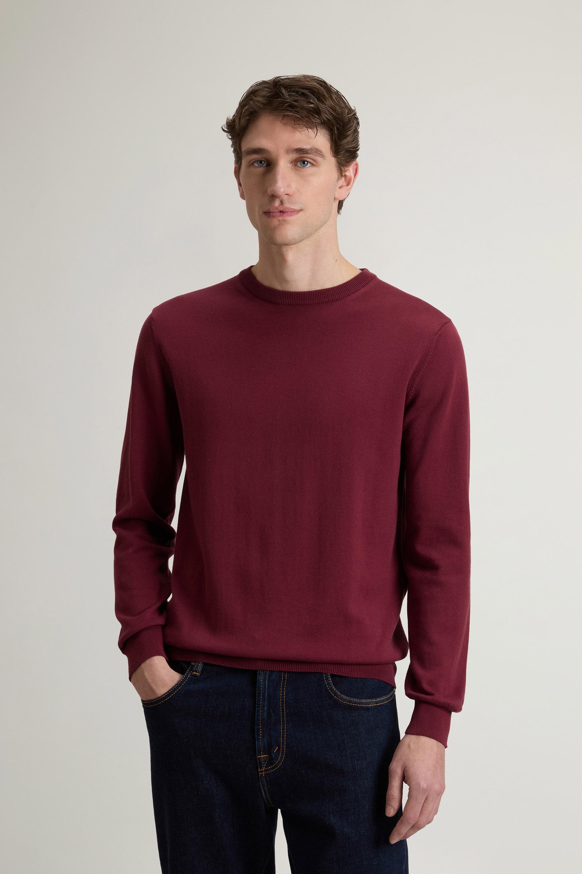 Crewneck Sweater in Pure Cotton Burgundy photo 1 | Woolrich